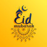 eaid mubarak festival greeting on yellow background